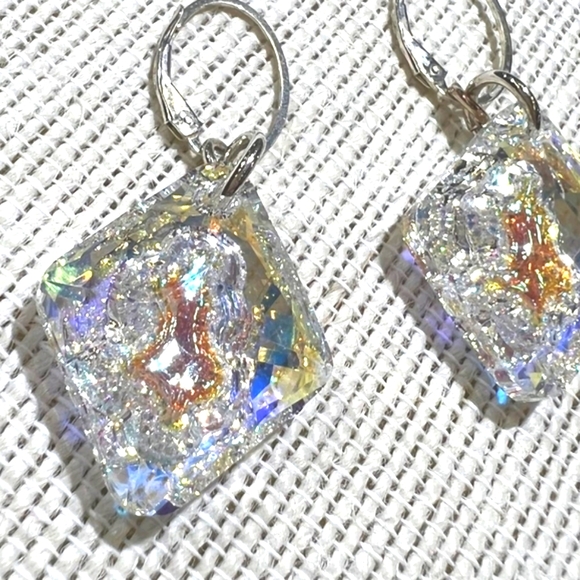 Swarovski Crystal diamond druzy earrings - Picture 3 of 5